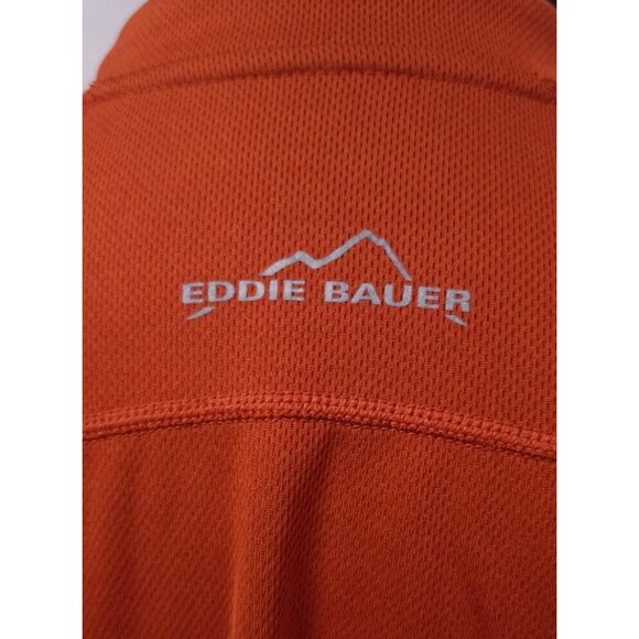 Eddie Bauer 1/4 Zip Mens Large Rust Orange Cocona Short Sleeve Polo Shirt - Picture 10 of 12
